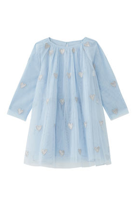 Kids Tulle Dress with Heart Embellishments.